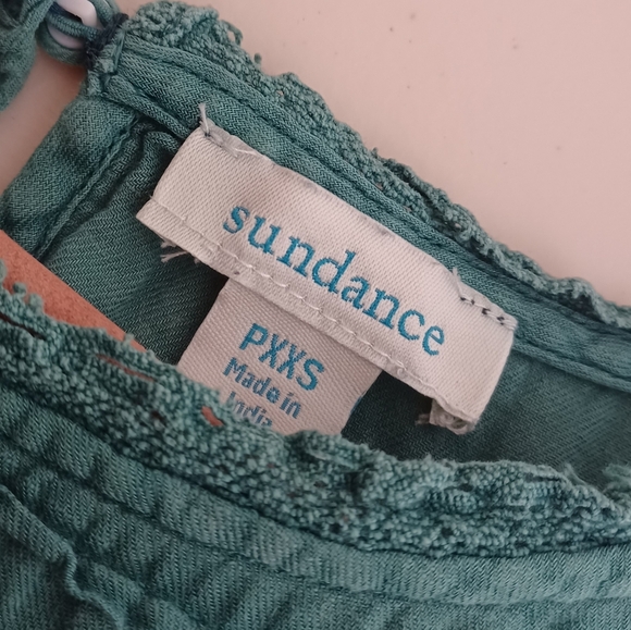 Sundance Aria 100% Cotton Sz XXS Lace Ruffle Boho Tiered Short-Sleeve Top - Picture 5 of 16